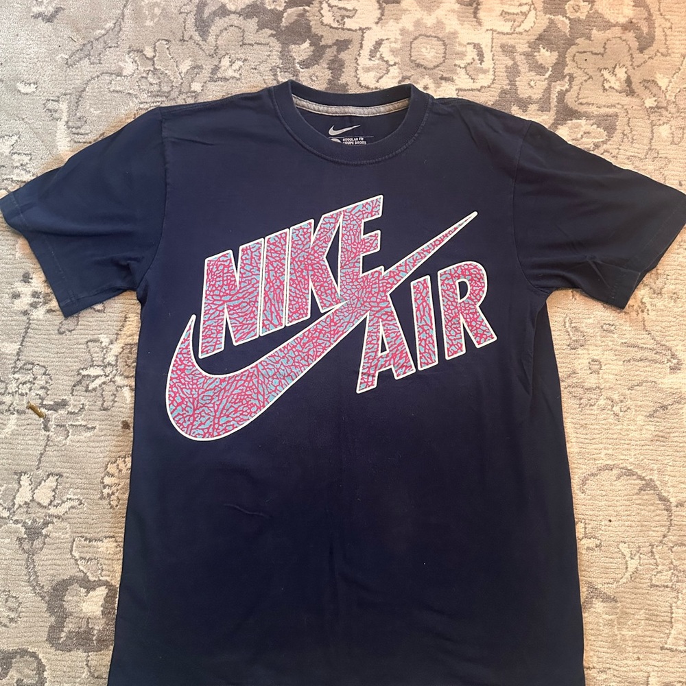 Nike Air Navy T-Shirt with Pink Logo